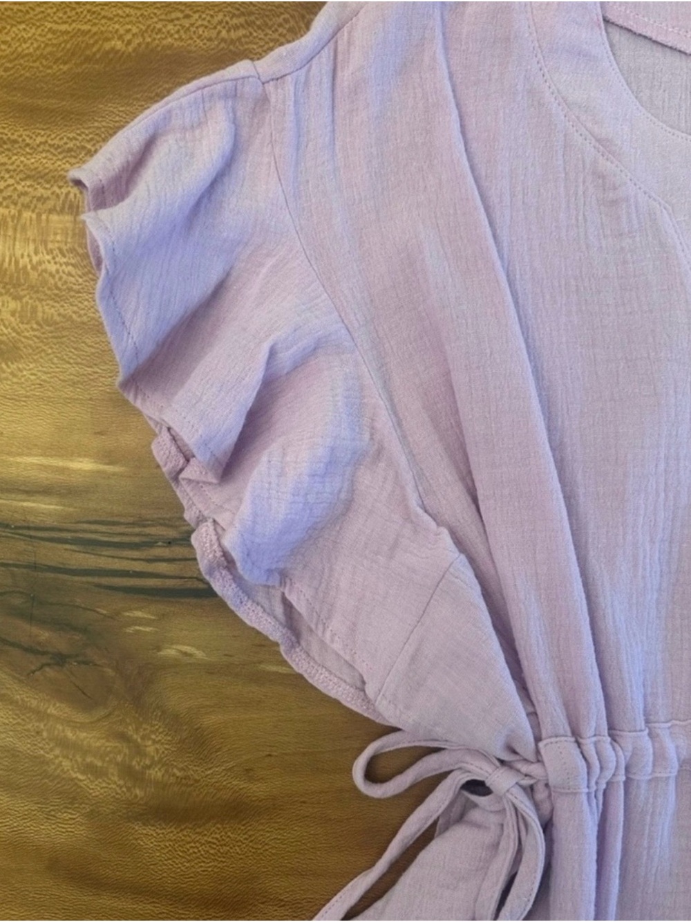 Umgee Lilac Ruffle Tie-Waist Mini Dress | Size: Small NWT - Picture 5 of 11